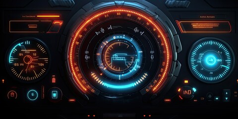 Obraz premium Futuristic HUD screen data hologram. Generative AI