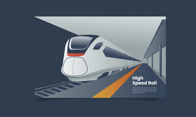 high speed rail in a train station platform vector illustration
