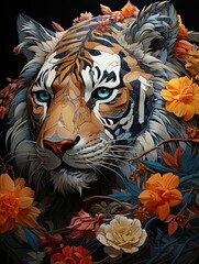 Obraz premium Conceptual and powerful tiger design. Generative AI
