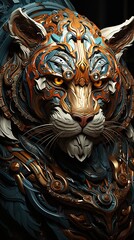 Obraz premium Conceptual and powerful tiger design. Generative AI