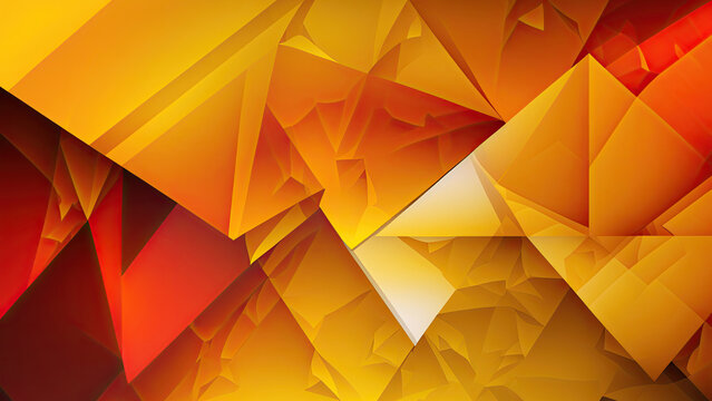 Yellow orange red abstract background for design. Geometric shapes. Color gradient. Modern, futuristic. Light dark shades.Triangles, squares, stripes, lines. Generative AI © Oleksii Halutva