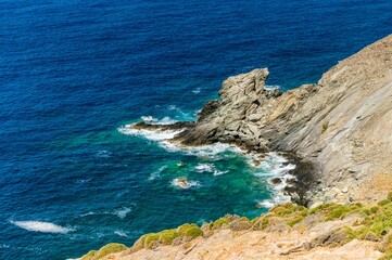 Scenic view of a beautiful seascape in Crete, Greece