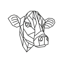Cow polygonal vector. Geometric line animal. low poly illustration.