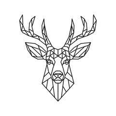 Polygonal Deer. Geometric line animal. Vector illustration.