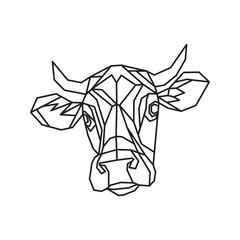 Cow polygonal vector. Geometric line animal. low poly illustration.