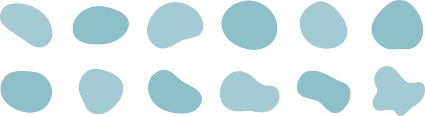 Set of cute abstract shapes.Vector loose blue frame. 