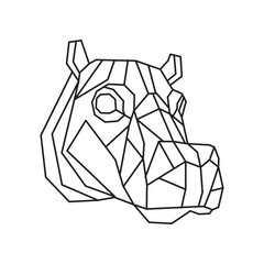 Hippo Polygonal Vector. Geometric line animal