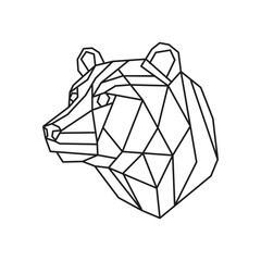 Polygonal Bear. Geometric line animal. Vector illustration.