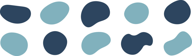 Set of cute abstract shapes.Vector loose blue frame. 