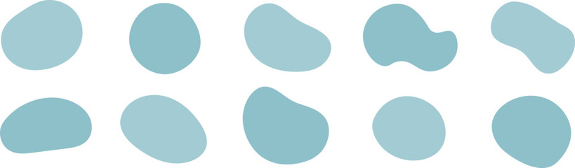 Set of cute abstract shapes.Vector loose blue frame. 