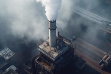 Industrial plants with chimneys polluting the air