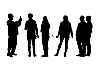 Big crowds people walking on white background