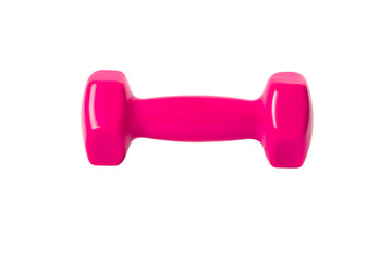 Pink dumbbell isolated on white background.