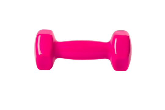 Pink dumbbell isolated on transparent background.