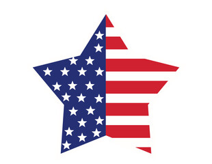 united states of america flag in star design style on white background