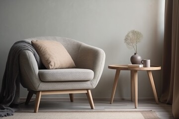 Nordic Elegance: Scandinavian Interior Design Setup. Generative AI