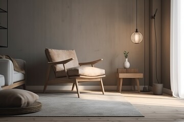 Nordic Elegance: Scandinavian Interior Design Setup. Generative AI