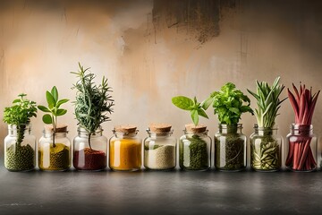 spices and mint in bottl generative by AI tool