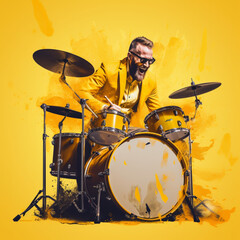Fototapeta premium Man playing the drums. Generative AI.