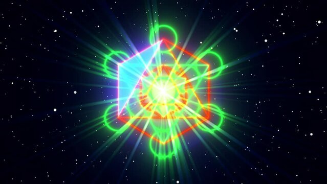 Sacred geometry Octahedron symbol with light effect