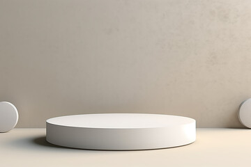 minimal white podium display for cosmetic product presentation, pedestal or platform background, 3d illustration