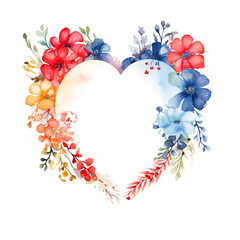 Plakat Watercolor Floral badge background with empty space for text - ai generative