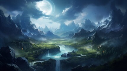 Fototapeta premium Fantasy Landscape Game Art