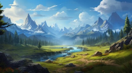 Fototapeta premium Fantasy Landscape Game Art