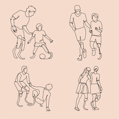 Disabled people. Vector stock illustration.