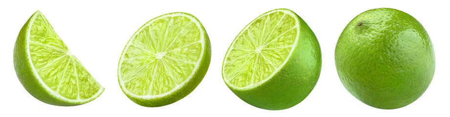 Set of delicious limes cut out - Powered by Adobe