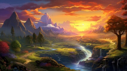 Obraz na płótnie Canvas Fantasy Landscape Game Art