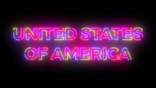 United States of America text. Laser vintage effect. Infinite loopable 4K animation