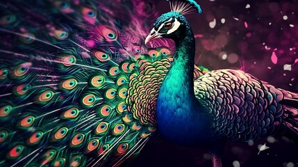Contrast bright peacock background. Generative AI