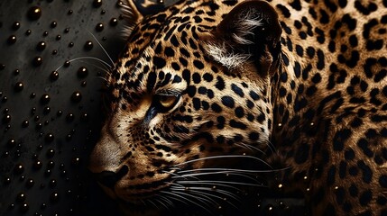 Contrast gold leopard background. Generative AI