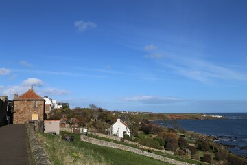 A view of the coast where the Firth of Forth joins the North Sea at Crail, Fife, Scotland, UK.