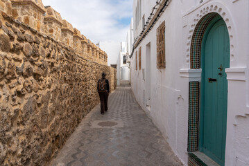 Cityscape of the picturesque center of Asilah in Morocco