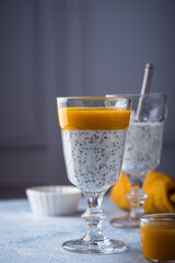 Healthy chia pudding with mango