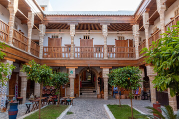 Old rebuilt Moroccan foundouk Ibn Aicha in the medina of Rabat