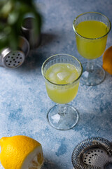 Traditional italian limoncello or lemon liquor