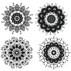 Bundle Mandala Design Vector art  for Henna, Mehndi, tattoo, decoration. Decorative ornament in ethnic Islamic, Arabic, Indian oriental style. Coloring book page.