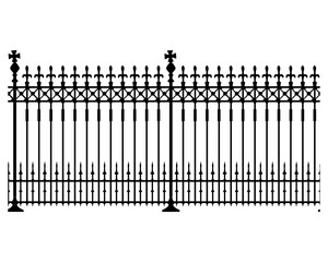 Iron fence in Victorian style. Seamless decorative element.