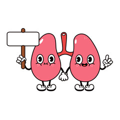 Cute funny Lungs with an inscription character. Vector hand drawn traditional cartoon vintage, retro, kawaii character illustration icon. Isolated white background. Lungs character