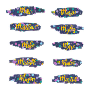 boy names that start with letter M, Max, Mario, Matthew, Myles, Mike, Marc, Michael, Mateo, Mason, Martin printable stickers, gift tags, labels