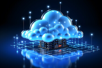 Cloud data storage, cloud computing and data transfer concept. AI generated