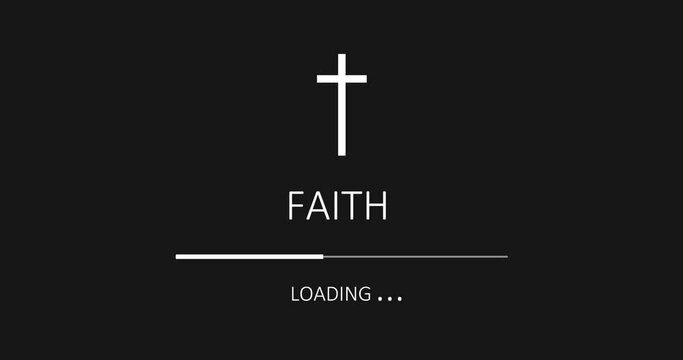 Religion concept animation. Progress or loading bar and cross. Faith loading