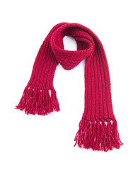 Red warm scarf on a white background