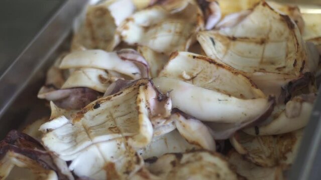 Roasted cuttlefish in the kitchen
