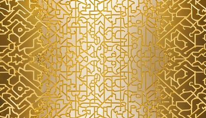 Geometric golden Arabic golden line pattern wallpaper , background derived a ‘jigsaw’ puzzle design. AI Generated