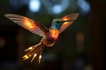Obraz premium Hummingbird, Flying, Light, Colorful, Wings, Elegance, Graceful
