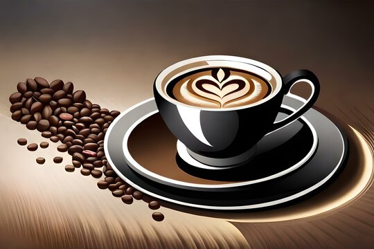 cup of coffee with beans logo